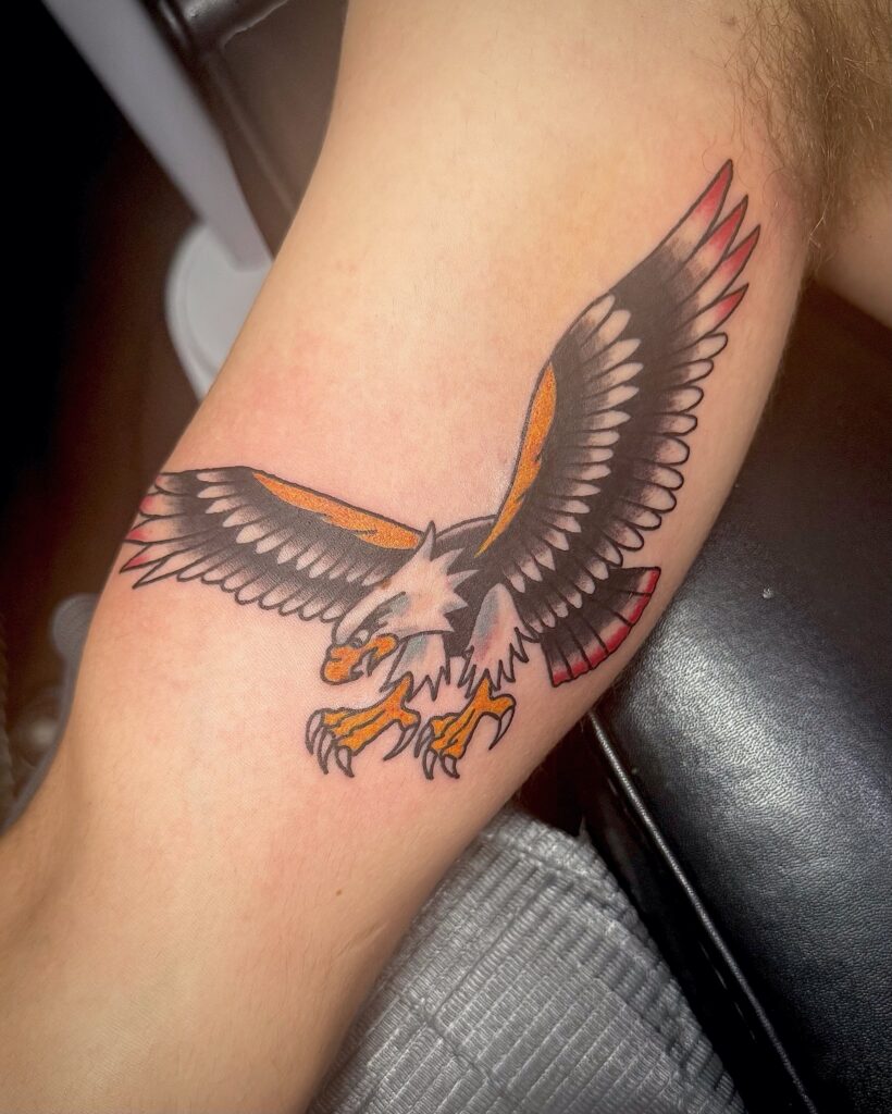 Eagle forearm tattoo by Sideshow Tattoo and Piercing San Diego